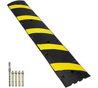 VEVOR Rampe Protection Câble à 2 Canaux Passage de Câble au Sol en Caoutchouc Passe Câble Ralentisseur Charge 10000 kg avec 4 Vis d'Expansion 1 Foret pour Routes Parkings, 183x30x4,5 cm, Noir/Jaune