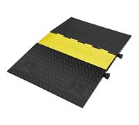 VEVOR Rampe Protection Câble à 5 Canaux Passage de Câble au Sol Caoutchouc 114,5x80x5 cm Passe Câble Ralentisseur Charge 10000 kg avec Couvercle Supérieur Rabattable pour Routes, Parkings, Noir/Jaune