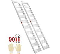 VEVOR Rampes de Chargement en Alu, 0,6 t, Rampe d’Accès avec Bandes de Roulement et Sangles de Charge, Rail de Chargement pour Moto, VTT, Camion, Tondeuse à Gazon, Tracteur, 198 x 30,5 cm, 2PCs
