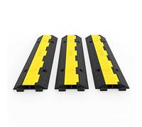 VEVOR Rampes Protection Câble 2 Canaux 5 T 3PCS 101x24,5x5 cm Passage Câbles Protecteur PVC Caoutchouc Capacité de Charge 4989 kg Canal 3,2x3,1 cm pour Protéger Câbles d'Alimentation des Sols Parking