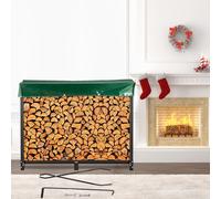 VEVOR Range Bûche Abris Bois Chauffage Porte-Bûches Acier Couverture Noir 244 cm