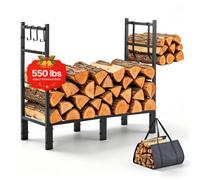 VEVOR Range-bûches d'Intérieur 83x33x79,5 cm Porte-bûches en Métal Noir pour Cheminée, Terrasse, Cour, Charge 250 kg, Structure Acier Carbone, Support à Bois de Chauffage Robuste avec Sac Transport