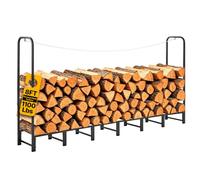 VEVOR Range-bûches Extérieur 241,5x32x118,5 cm Porte-bûches Métal Noir | Pour Cheminée, Terrasse, Cour, Charge 500 kg, Structure Acier Carbone, Support à Bois de Chauffage Robuste avec Accessoires