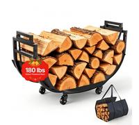 VEVOR Range-bûches Intérieur 80,5x28,5x53 cm Porte-bûches Mobile Métal Noir | Pour Cheminée, Terrasse, Charge 80 kg, Structure Acier Carbone, Support à Bois Chauffage 4 Roulettes Pivotantes avec Freins