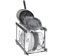 VEVOR Rangement Couvercle Casserole Extensible Organiseur de Poêle à 2 Niveaux 30,5x57,5x46,5 cm Porte-Casseroles avec Séparateur Réglable Range Casserole Ustensiles de Cuisine pour Placard Restaurant