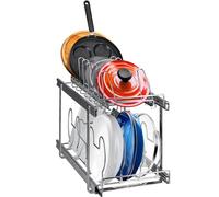 VEVOR Rangement Couvercle Casserole Extensible Organiseur de Poêle à 2 Niveaux 30,5x57,5x46,5 cm Porte-Casseroles avec Séparateur Réglable Range Casserole Ustensiles de Cuisine pour Placard Restaurant