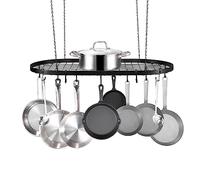 VEVOR Rangement Poêles et Casseroles 81,3x44x2,9 cm Support à Poêle Suspendu au Plafond Porte-Casseroles Charge 36 kg avec 12 Crochets en S Range Casserole Ustensiles de Cuisine pour Restaurant Maison