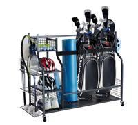 VEVOR Rangement pour sacs de golf Convient pour 3 sacs de golf & autres équipements sportifs, Organisateur de garage, Rangement pour équipement sportif d'extérieur et jouets Rack avec paniers & croche