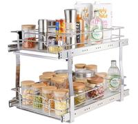 VEVOR Rangement sous Évier 2 Étages 322x533 mm et 300x516 mm Étagère Coulissante pour Placard en Acier Chromé avec Tablettes Charge 30 kg Glissement Fluide pour Organisation de Salle de Bain Cuisine