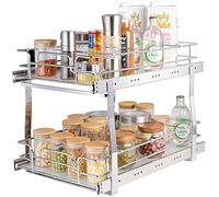 VEVOR Rangement sous Évier 2 Étages 355x539x383 mm Étagère Coulissante pour Placard en Acier Chromé avec Tablettes Charge 30 kg, pour Cuisine, Taille d'Installation du Placard 385x569x483 mm