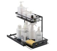 VEVOR Rangement sous Évier 2 Niveaux 270 mm de Large et 360 mm de Profondeur, Étagère Coulissante pour Placard Métallique, pour Garde-manger Cuisine, Taille d'Installation du Placard 317x394x330 mm