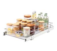 VEVOR Rangement sous Évier 28x53,3x6,4 cm 1 Étage Panier Coulissant pour Placard en Acier Chromé Tiroir Coulissant Cuisine avec Tablette Charge 13 kg, Taille d'Installation du Placard 34x56,3x18,5 cm