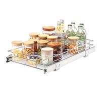 VEVOR Rangement sous Évier 310x533x85 mm 1 Étage Panier Coulissant pour Placard en Acier Chromé Tiroir Coulissant Cuisine avec Tablette Charge 13 kg, Taille d'Installation du Placard 355x558x177 mm