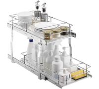 VEVOR Rangement sous Évier à 2 Niveaux 305x533x381 mm, Étagère Coulissante pour Placard en Acier Chromé, Organisateur Coulissant pour Cuisine, Taille d'Installation du Placard 343x558x457 mm