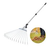 VEVOR Râteau à Feuilles, 15 Dents Métalliques, Râteau de Jardin Réglable, avec Tête 19-57 cm, Manche Long 81-160 cm, Tube en Acier Inoxydable, Outil de Ramasse Feuilles pour Jardinage, Pelouse, Cour