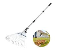 VEVOR Râteau à Feuilles, 18 Dents Métalliques, Râteau de Jardin Réglable, avec Tête 19,5-43,5 cm, Manche Long 82-141 cm, Tube en Acier Inoxydable, Outil Ramasse Feuilles pour Jardinage, Pelouse, Cour