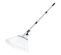 VEVOR Râteau à Feuilles, 18 Dents Métalliques, Râteau de Jardin Réglable, avec Tête 19,5-43,5 cm, Manche Long 82-141 cm, Tube en Acier Inoxydable, Outil Ramasse Feuilles pour Jardinage, Pelouse, Cour