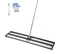 VEVOR Râteau de Nivellement de Pelouse, 1219 x 254 x 2290 mm, Niveleur de Gazon, Manche Réglable 2130 mm, Métal Robuste Résistant à la Rouille, Outil de Nivellement pour Cour, Terrain de Golf, Jardin