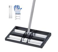 VEVOR Râteau de Nivellement de Pelouse avec Rouleaux 43,8x25,5 cm Niveleur de Gazon Acier Inoxydable, Outil de Nivellement pour Cour, Terrain de Golf, Jardin, avec Manche 161 cm Réglable en 4 Sections