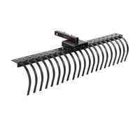 VEVOR Râteau paysager remorqué, 1524 mm, râteau déchaumeur avec 21 dents bobine acier, râteau pour barres d'outils 1219-1524 mm et système suspension à 3 points, pour feuilles, aiguilles de pin, herbe