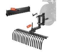 VEVOR Râteau Paysager Tracté 107 cm Râteau Déchaumeur Remorquable pour Attelage 3 Points VTT UTV Tracteurs de Pelouse Catégorie 1 Éliminer Débris, Chaume, Herbe Morte, avec Lame de Nivellement, Levier