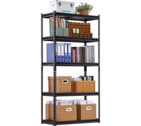 VEVOR Rayonnage de stockage, 907 kg, rayonnage de garage pour charges lourdes à 5 niveaux, 406,4 x 914,4 x 1828,8 mm, rayonnage universel, rayonnage de cave pour cuisine, entrepôt, cave, noir
