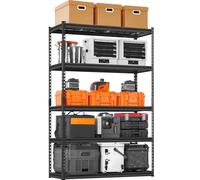 VEVOR Rayonnages de stockage, 2500 lbs, 5 étages, rayonnages de garage robustes, 45,7 x 10,2 x 17,8 cm, pour rayonnages industriels, rayonnages de cave pour cuisine, entrepôt, cave, noir