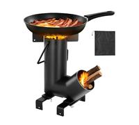 VEVOR Réchaud Camping Rocket, Poêle à Bois Portable en Acier au Carbone, avec Sac de Transport, Réchaud à Bois Forme Fusée Robuste pour Cuisine et Chauffage en Plein Air, Randonnée, dans Jardin, Noir
