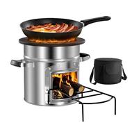 VEVOR Réchaud Camping Rocket, Poêle à Bois Portable en Acier Inoxydable, avec Sac de Transport, Porte Simple, Réchaud à Fusée pour Cuisine et Chauffe en Plein Air, Randonnée, dans Jardin, en Camping