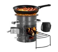 VEVOR Réchaud Camping Rocket, Poêle à Bois Portable en Acier SPCC, avec Sac de Transport, Double Porte, Réchaud à Fusée à Charbon de Bois pour Cuisine et Chauffe en Plein Air, Randonnée, dans Jardin