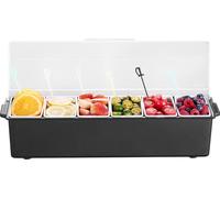 VEVOR Récipient à épices réfrigéré, Récipient à ingrédients (500 ml x 6), Station pour garniture de pizza, Boîte à fruits, Récipient à provisions, Tortilla, Salade, Fruits