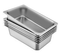 VEVOR Récipient en acier inoxydable 6 pièces, récipient pour aliments Récipient pour aliments avec couvercle, assiette antiadhésive, 53,7 x 33 x 14 cm, récipient commercial de maintien au chaud pour a