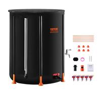 VEVOR Récupérateur d'eau de Pluie Pliable 201 L Réservoir d'eau de Pluie en PVC 1000D, Système de Récupération Eau, avec Robinet, Kit Trop-Plein, Bac de Collecte pour Arrosage Potager de Jardin, Noir