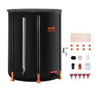 VEVOR Récupérateur d'eau de Pluie Pliable, 250 L, Réservoir d'eau de Pluie Portable Bac de Système de Collecteur Baril en PVC avec Robinets, Kit Trop-Plein pour Récupérer Eau Arroser Jardin, Noir