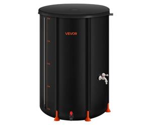 VEVOR Récupérateur d'Eau de Pluie Pliable 380 L Réservoir d'Eau de Pluie en PVC 1000D, Système de Récupération Eau, avec Robinet, Kit Trop-plein, Bac de Collecte pour Arrosage Potager de Jardin, Noir
