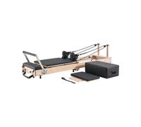 VEVOR Réformateur Pilates Pliable, Machine de Pilates en Bois Charge 181,44 kg, Ensemble Lit avec Double Résistance, Ressort, Cordon et Boîte d'Assise, Équipement d'Entraînement de Yoga, Gym Domicile