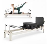 VEVOR Reformer Pilates 2,35 m, Machine de Pilates en Alliage d'Aluminium, pour Studio Yoga Gym Domicile, Résistance Personnalisable, Réformateur Charge Max. 181 kg, avec Planche de Saut et Boîte