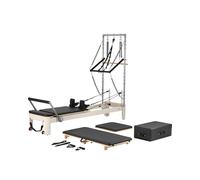 VEVOR Reformer Pilates pour Avancés et Débutants, Machine de Pilates Charge 181,44 kg, Équipement d'Entraînement de Yoga avec Double Résistance, Boîte et Planche de Saut, pour Domicile Studio de Yoga