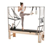 VEVOR Reformer Pilates pour Avancés et Débutants, Machine de Pilates en Bois Charge 181,44 kg, Équipement d'Entraînement de Yoga avec Double Résistance, Boîte et Planche de Saut, Domicile Gym
