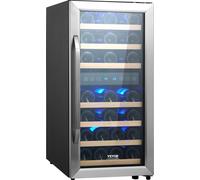 VEVOR Réfrigérateur à vin Réfrigérateur à boissons avec double zone 33 bouteilles, Réfrigérateur LED avec porte en inox, Réfrigérateurs à boissons Pose libre, Mini réfrigérateur Minibar avec protectio