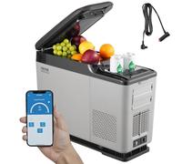 VEVOR Réfrigérateur de voiture, 12 V avec accoudoir de voiture, congélateur portable à zone unique de 15 L, plage réglable de 15,6 °C à 20 °C, 12/24 V CC et 100 à 240 V CA pour extérieur, camping