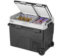 VEVOR Réfrigérateur Portable 58 L, Mini Frigo de Voiture su Roulettes 12 V, Glacière à Double Zone Température Réglable -20 °C à 20 °C, Congélateur à Compression pour Maison Camion Bateau Camping