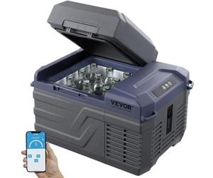 VEVOR Réfrigérateur Portable à Compression 12 L, Mini Frigo de Voiture 12/24 V CC et 100-240 V CA, Glacière à Zone Unique, -20 °C à 20 °C Température Réglable, pour Camion Bateau Maison Camping