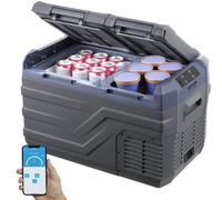 VEVOR Réfrigérateur Portable à Compression 25 L, Mini Frigo de Voiture Double Zone, -20 °C à 20 °C Température Réglable, Glacière 12/24 V CC et 100-240 V CA, pour Camion Bateau Maison Camping