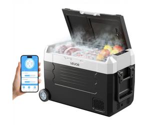 VEVOR Réfrigérateur Portable à Compression 35 L, Glacière Électrique DC 12/24 V et AC 100-240 V, pour Camping Pêche Caravane, Mini Frigo Voiture à Double Zone, -20 à 20 °C, Contrôle via Application