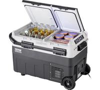 VEVOR Réfrigérateur Portable à Compression 50 L, Mini Frigo de Voiture 12 V, Glacière à Double Zone, Température Réglable -20 °C à 20 °C, Congélateur Portable avec Roues pour Camion Bateau Camping