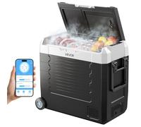 VEVOR Réfrigérateur Portable à Compression 55 L, Glacière Électrique DC 12/24 V et AC 100-240 V, pour Camping Pêche Caravane, Mini Frigo Voiture à Double Zone, -20 à 20 °C, Contrôle via Application