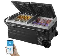 VEVOR Réfrigérateur Portable à Compression 95 L, Mini Frigo de Voiture 12 V, Glacière à Double Zone, -20 °C à 20 °C Température Réglable, avec Roues et Poignée, pour Camion Bateau Maison Camping