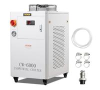 VEVOR Refroidisseur d'eau Industriel, CW-6000, système de Refroidissement de Refroidisseur 1500 W avec compresseur capacité réservoir 15 L débit 65 L/Min, pour Machine de Gravure Laser CO2