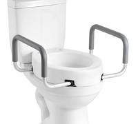 VEVOR Rehausseur de Toilette avec Accoudoirs, Réhausse WC Capacité de Charge 136,08 kg et Hauteur de Levage de 8,89 cm, Siège de Toilette Surélevé avec Poignées Rembourrées, Personnes Âgées Handicapés